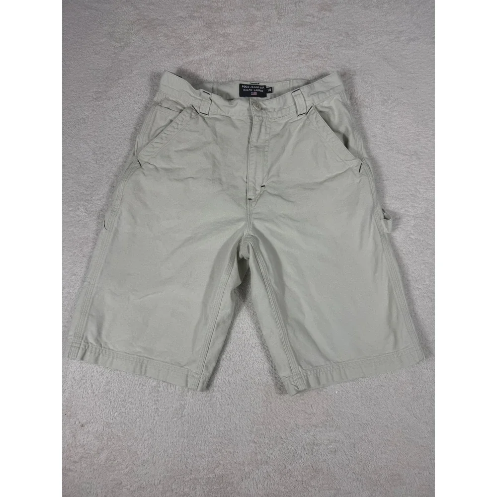 Polo Jeans Co Ralph Lauren Carpenter Shorts Boys 14 Beige Good Utility Workwear